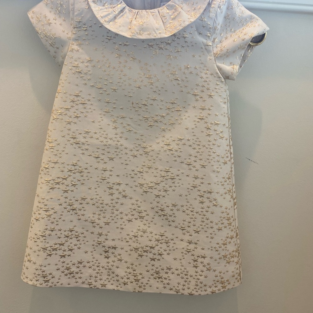Rachel Riley Cream Dress with Gold Stars